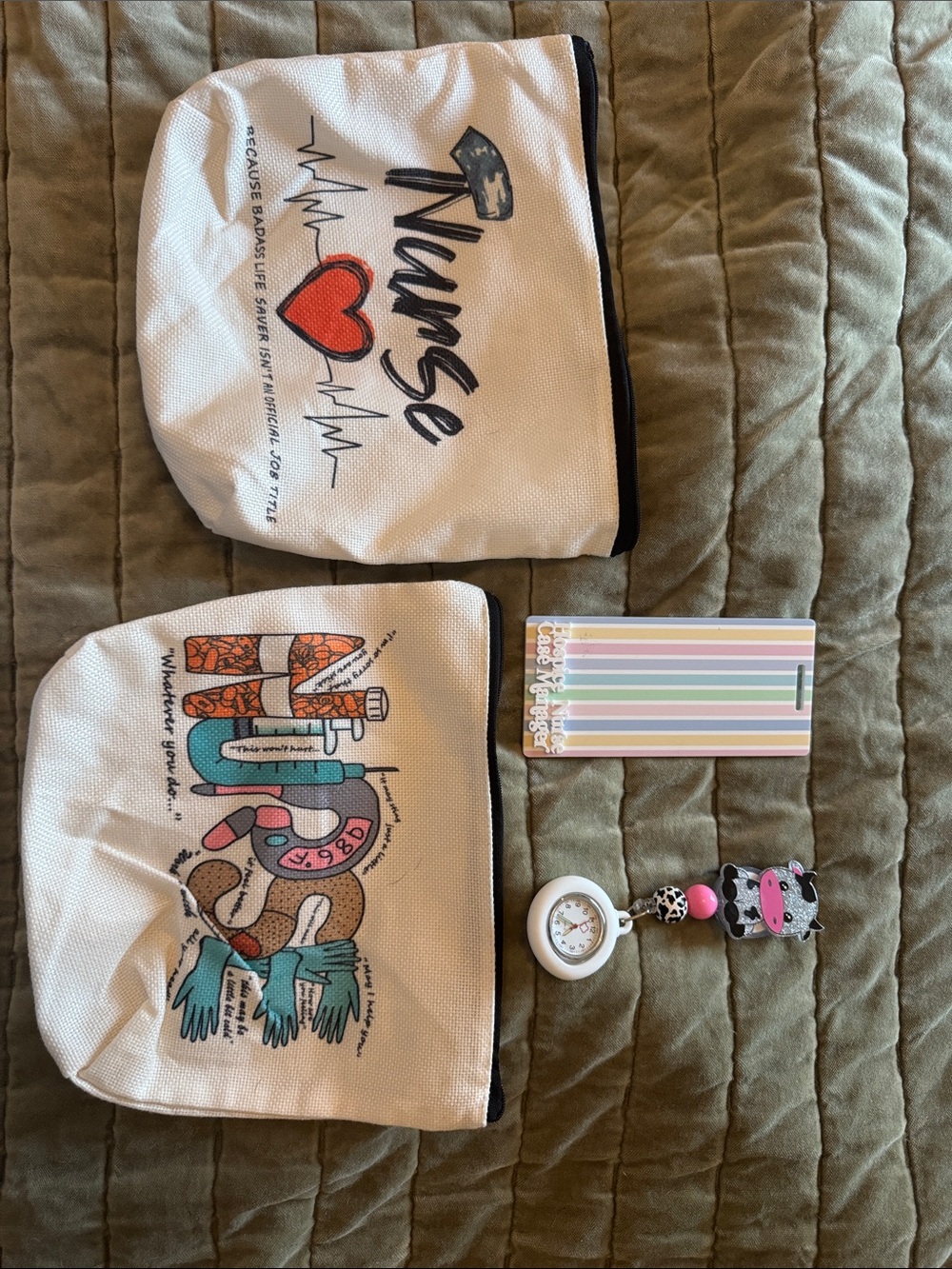 Nurse Print Accessory Pouch Set - Hospice Nurse Case Manager Badge